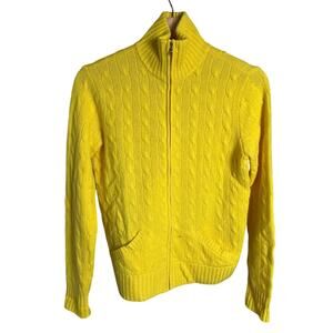 Ralph Lauren Medium Yellow Women's Knit Sweater Gold Zippers